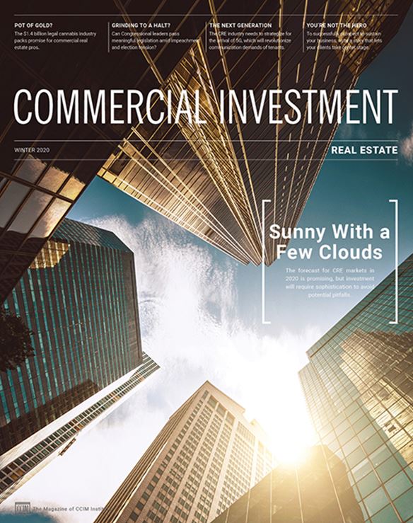 publications sur l'immobilier commercial : page de couverture du magazine Commercial investment real estate édition hiver 2019