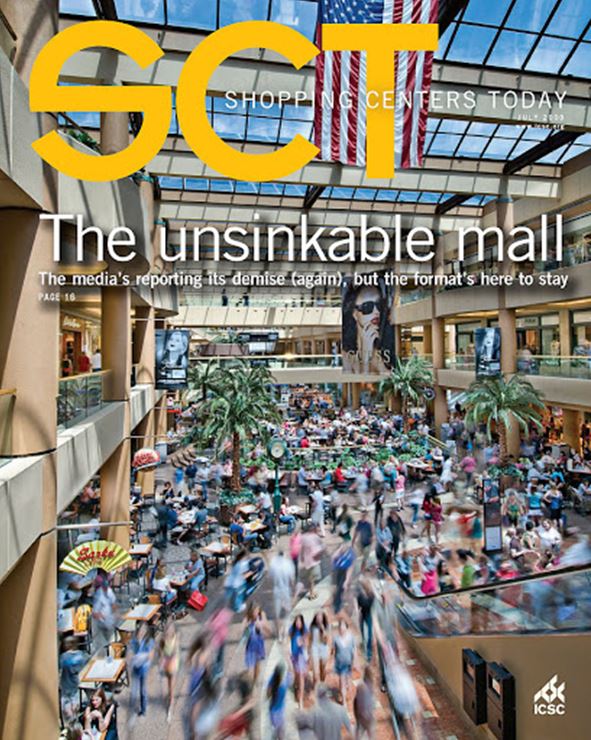 publications sur l'immobilier commercial : Page couverture du magazine Shopping Centers Today édition juillet 2019