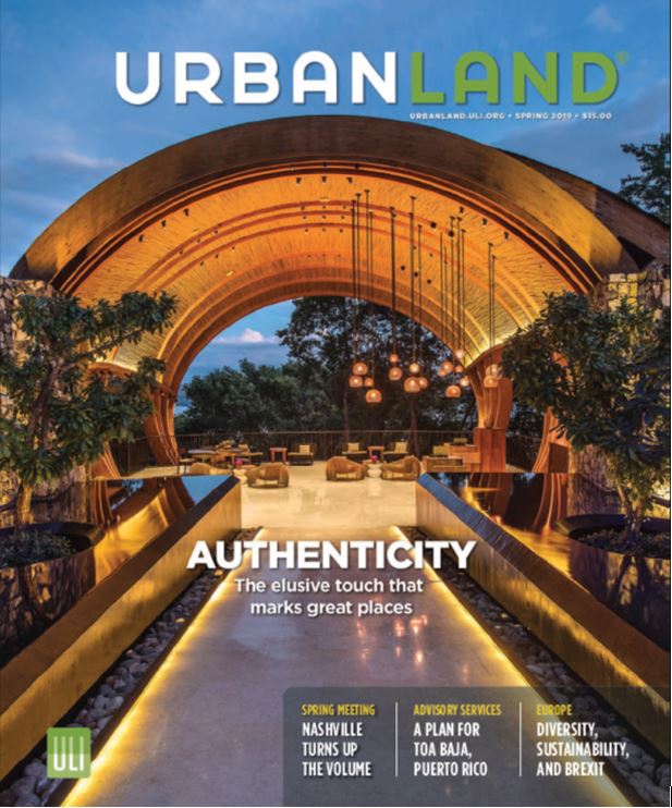 publications sur l'immobilier commercial : Page couverture du magazine Urban Land, édition printemps 2019