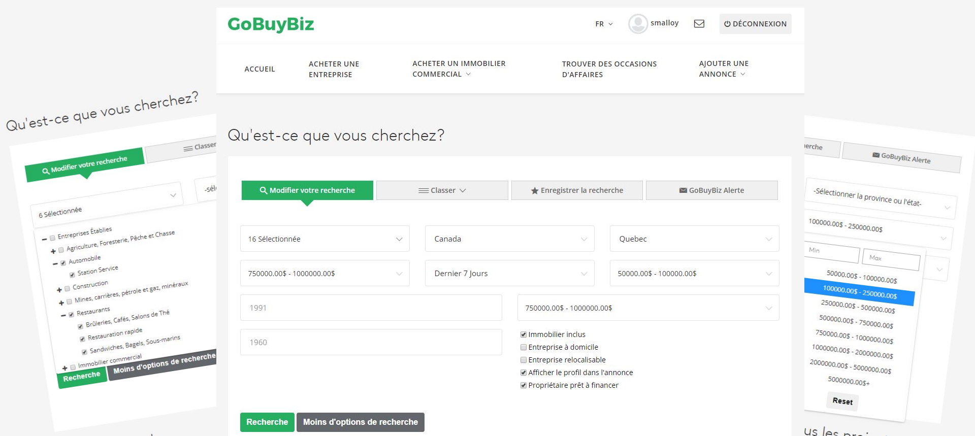 En quoi GoBuyBiz.com est-il différent? assortiment d'outils de recherche intelligents